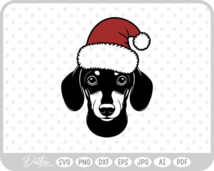 Dachshund Weiner Dog Christmas Santa Hat SVG PNG DXF – Cricut Silhouette Cutting File