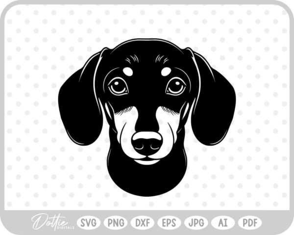 Dachshund Dog Weiner Puppy Face Head  SVG PNG DXF – Cricut Silhouette Cutting File