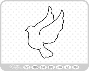 Flying Dove Outline SVG PNG DXF – Cricut Silhouette Cutting File