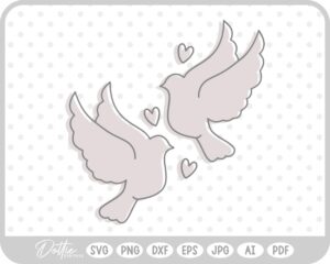 Doves with Hearts SVG PNG DXF – Cricut Silhouette Cutting File