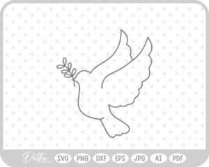 Dove with Branch Outline SVG PNG DXF – Cricut Silhouette Cutting File