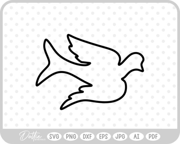 Dove Outline SVG PNG DXF – Cricut Silhouette Cutting File
