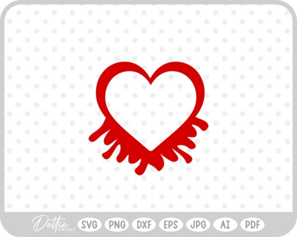 Dripping Heart Shape SVG PNG DXF – Cricut Silhouette Cutting File