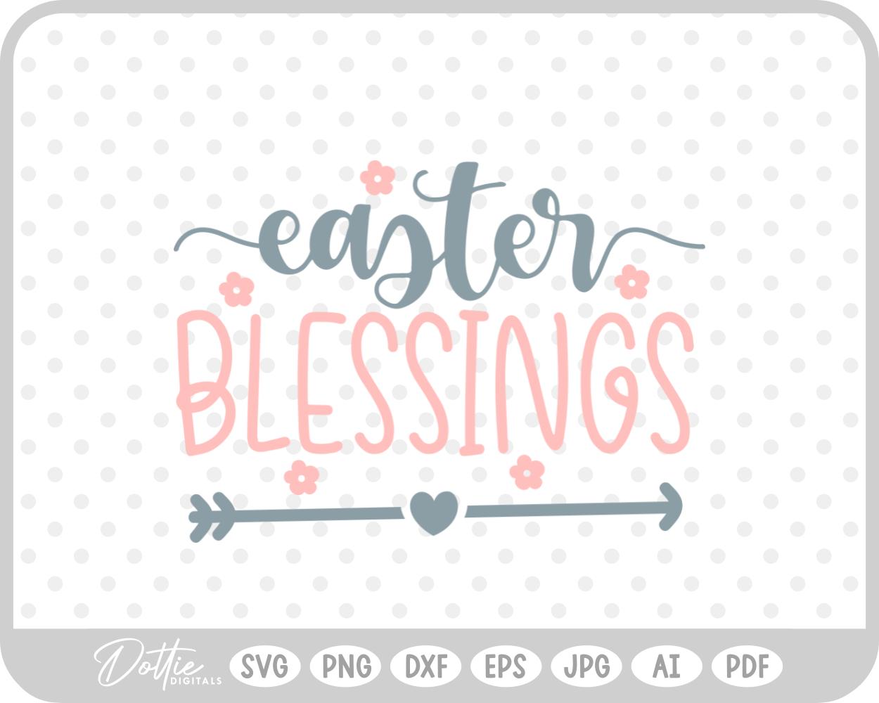 Easter Blessings Arrow Bunny Quote Spring Script SVG PNG DXF – Cricut Silhouette Cutting File