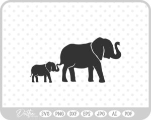 Elephant Leading Baby SVG PNG DXF – Cricut Silhouette Cutting File