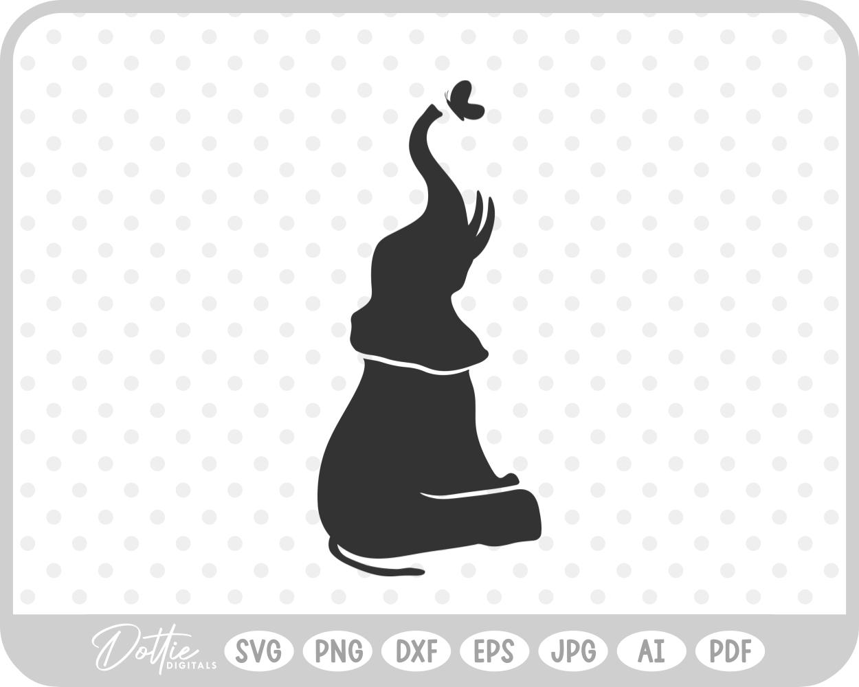 Elephant Butterfly SVG PNG DXF – Cricut Silhouette Cutting File