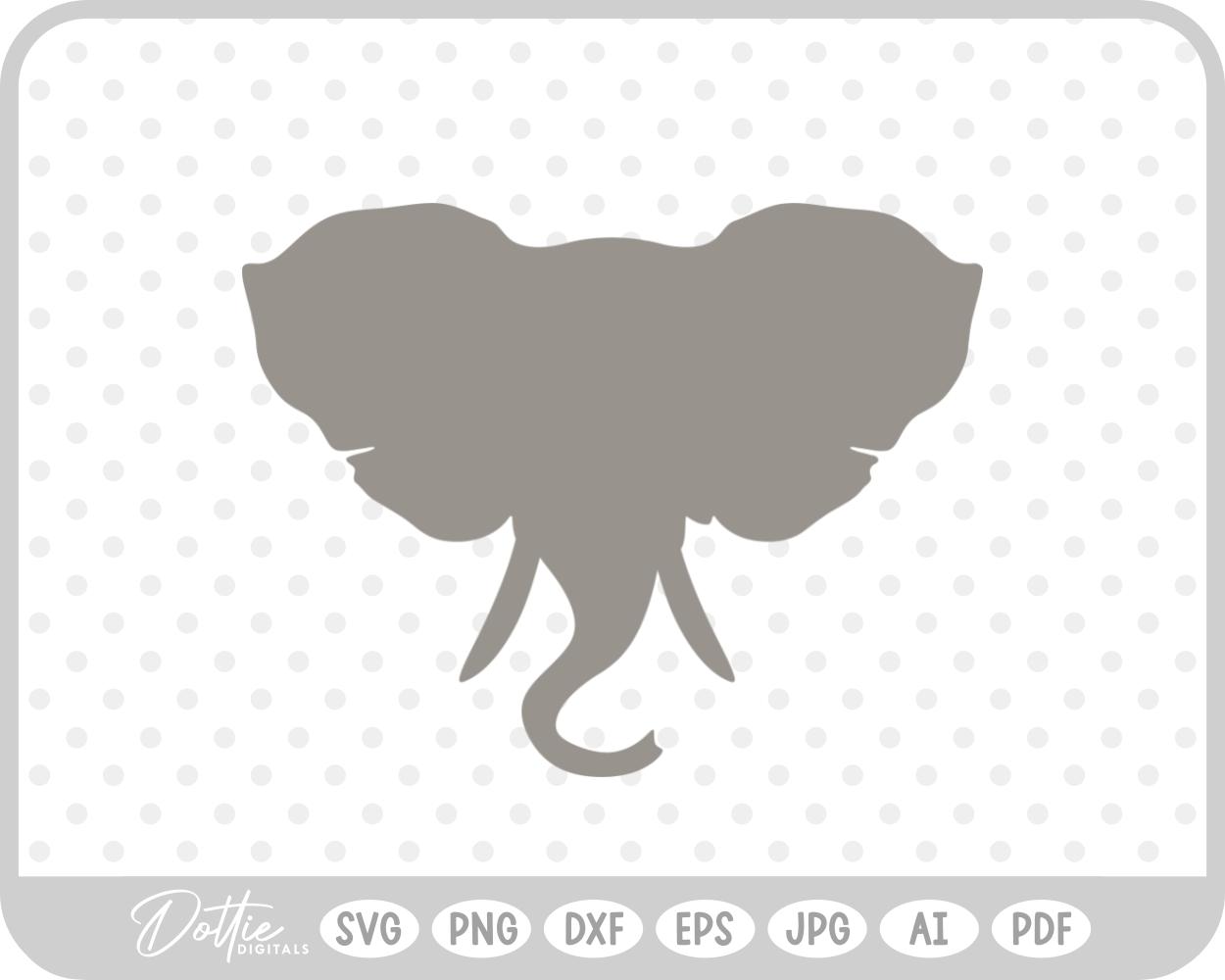 Elephant Head Silhouette SVG PNG DXF – Cricut Silhouette Cutting File