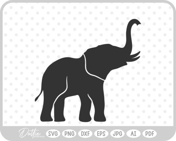 Elephant with Tusks SVG PNG DXF – Cricut Silhouette Cutting File