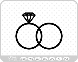 Diamond Wedding Rings SVG PNG DXF – Cricut Silhouette Cutting File