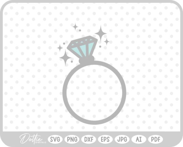 Sparkling Diamond Engagement Ring SVG PNG DXF – Cricut Silhouette Cutting File
