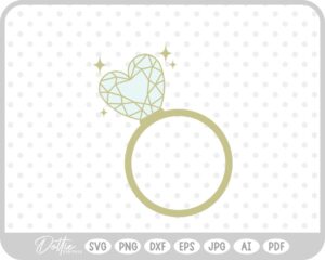Heart Diamond Wedding Ring SVG PNG DXF – Cricut Silhouette Cutting File