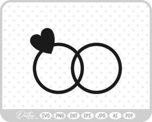 Heart Wedding Rings SVG PNG DXF – Cricut Silhouette Cutting File