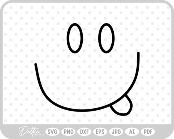Smiling Tongue Face Doodle SVG PNG DXF – Cricut Silhouette Cutting File