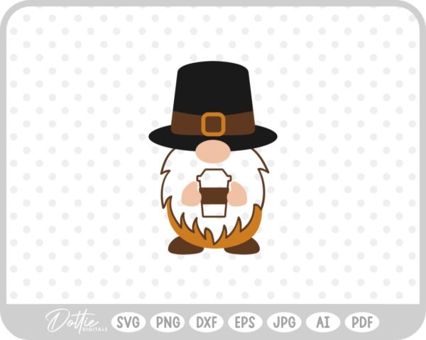 Fall Autumn Gonk Gnome With Coffee Thanksgiving SVG PNG DXF – Cricut Silhouette Cutting File