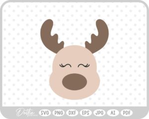 Reindeer Face Christmas Winter Santa SVG PNG DXF – Cricut Silhouette Cutting File