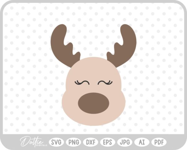 Reindeer Face Christmas Winter Santa SVG PNG DXF – Cricut Silhouette Cutting File
