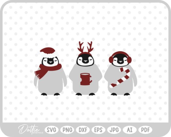 Penguins Christmas Winter Holidays SVG PNG DXF – Cricut Silhouette Cutting File