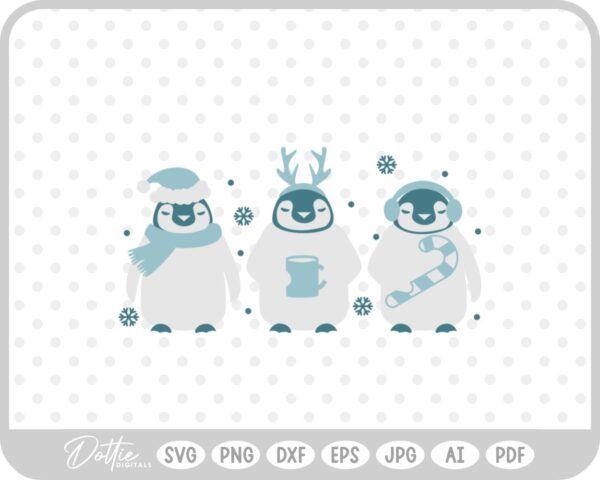 Penguins Christmas Winter Holidays SVG PNG DXF – Cricut Silhouette Cutting File