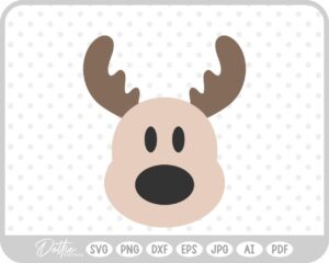 Reindeer Face Christmas Winter Santa SVG PNG DXF – Cricut Silhouette Cutting File