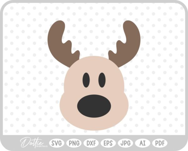 Reindeer Face Christmas Winter Santa SVG PNG DXF – Cricut Silhouette Cutting File