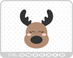 Reindeer Face Christmas Winter Santa SVG PNG DXF – Cricut Silhouette Cutting File