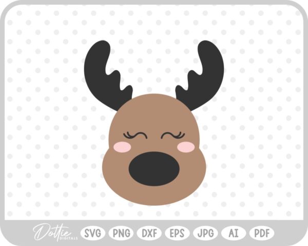 Reindeer Face Christmas Winter Santa SVG PNG DXF – Cricut Silhouette Cutting File