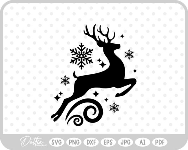 Christmas Reindeer Winter Snowflake  SVG PNG DXF – Cricut Silhouette Cutting File