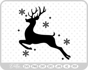 Christmas Reindeer Winter Snowflake  SVG PNG DXF – Cricut Silhouette Cutting File
