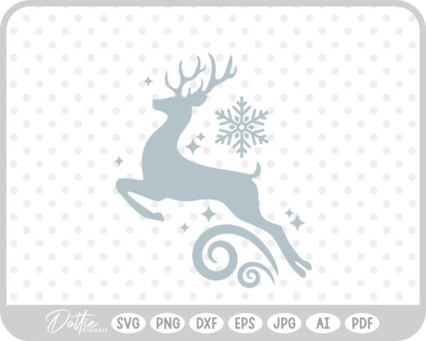 Christmas Reindeer Winter Snowflake  SVG PNG DXF – Cricut Silhouette Cutting File