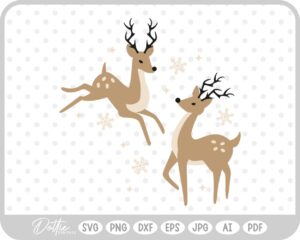 Christmas Reindeer Winter Snowflake  SVG PNG DXF – Cricut Silhouette Cutting File