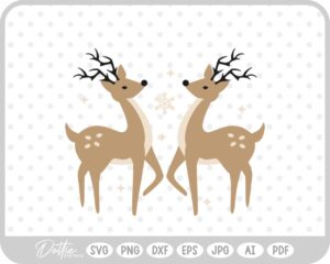 Christmas Reindeer Winter Snowflake  SVG PNG DXF – Cricut Silhouette Cutting File
