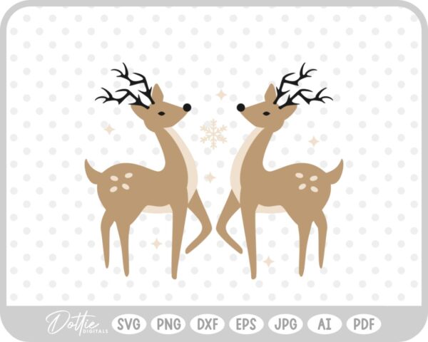 Christmas Reindeer Winter Snowflake  SVG PNG DXF – Cricut Silhouette Cutting File