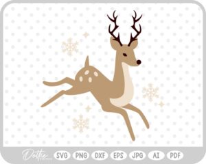 Christmas Reindeer Winter Snowflake  SVG PNG DXF – Cricut Silhouette Cutting File