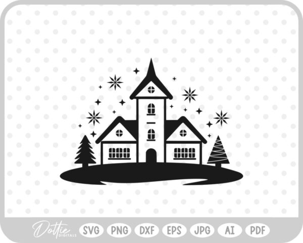 Christmas Town Festive Scene Houses Land SVG PNG DXF – Cricut Silhouette Cutting File