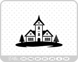 Christmas Town Festive Scene Houses Land SVG PNG DXF – Cricut Silhouette Cutting File