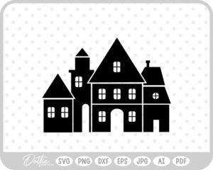 Town Scene Houses Land SVG PNG DXF – Cricut Silhouette Cutting File
