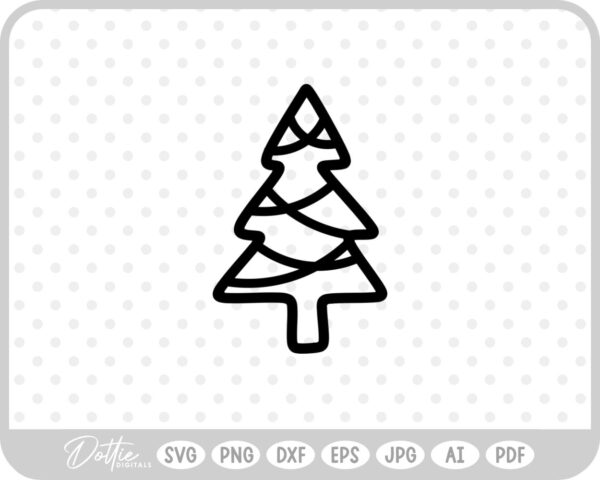 Doodle Christmas Tree Style Sketch SVG PNG DXF – Cricut Silhouette Cutting File