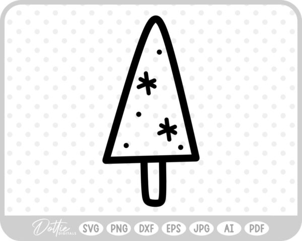 Doodle Christmas Tree Style Sketch SVG PNG DXF – Cricut Silhouette Cutting File