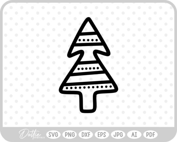 Doodle Christmas Tree Style Sketch SVG PNG DXF – Cricut Silhouette Cutting File