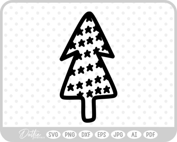 Doodle Christmas Tree Style Sketch SVG PNG DXF – Cricut Silhouette Cutting File