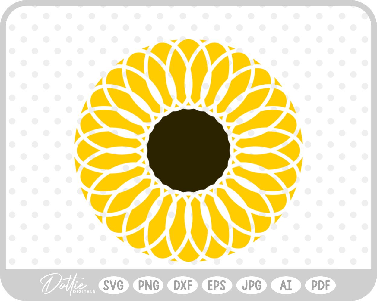 Sunflower Circle SVG PNG DXF – Cricut Silhouette Cutting File