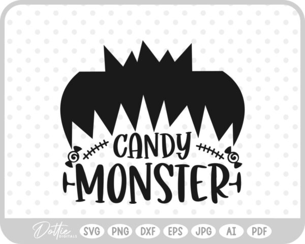 Candy Monster Frankenstein Halloween Monster Zombie Trick Treat SVG PNG DXF – Cricut Silhouette Cutting File
