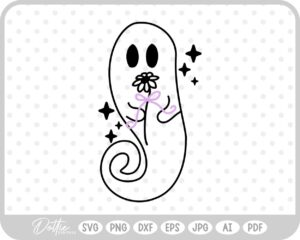 Ghost With Flowers Halloween SVG PNG DXF – Cricut Silhouette Cutting File