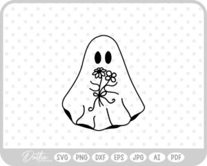 Ghost With Flowers Halloween SVG PNG DXF – Cricut Silhouette Cutting File