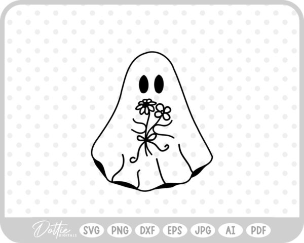 Ghost With Flowers Halloween SVG PNG DXF – Cricut Silhouette Cutting File
