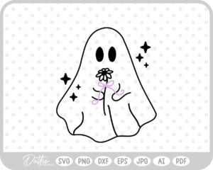 Ghost With Flowers Halloween SVG PNG DXF – Cricut Silhouette Cutting File
