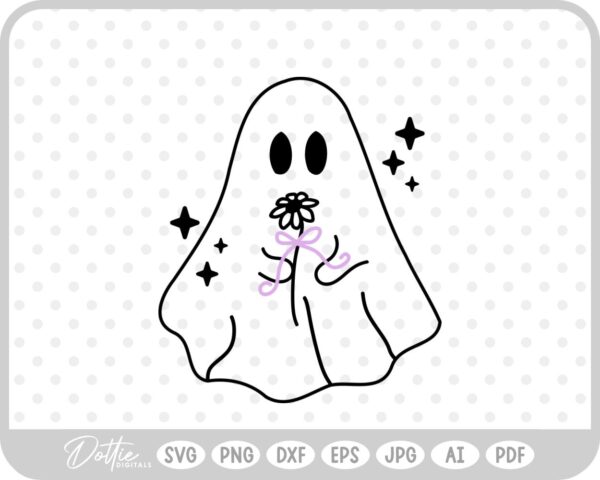 Ghost With Flowers Halloween SVG PNG DXF – Cricut Silhouette Cutting File