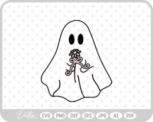 Ghost With Flowers Halloween SVG PNG DXF – Cricut Silhouette Cutting File