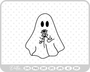 Ghost With Flowers Halloween SVG PNG DXF – Cricut Silhouette Cutting File