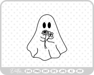 Ghost With Flowers Halloween SVG PNG DXF – Cricut Silhouette Cutting File